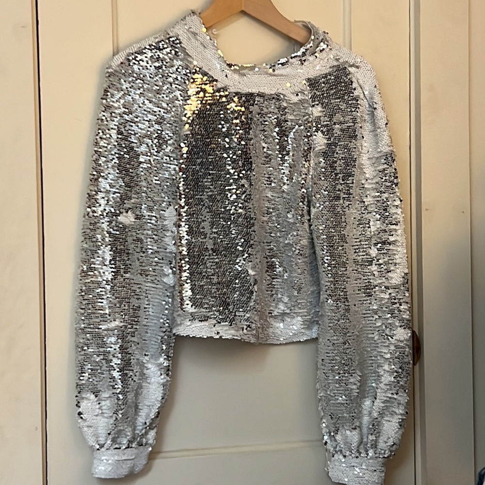 Zara sequin flip cropped top